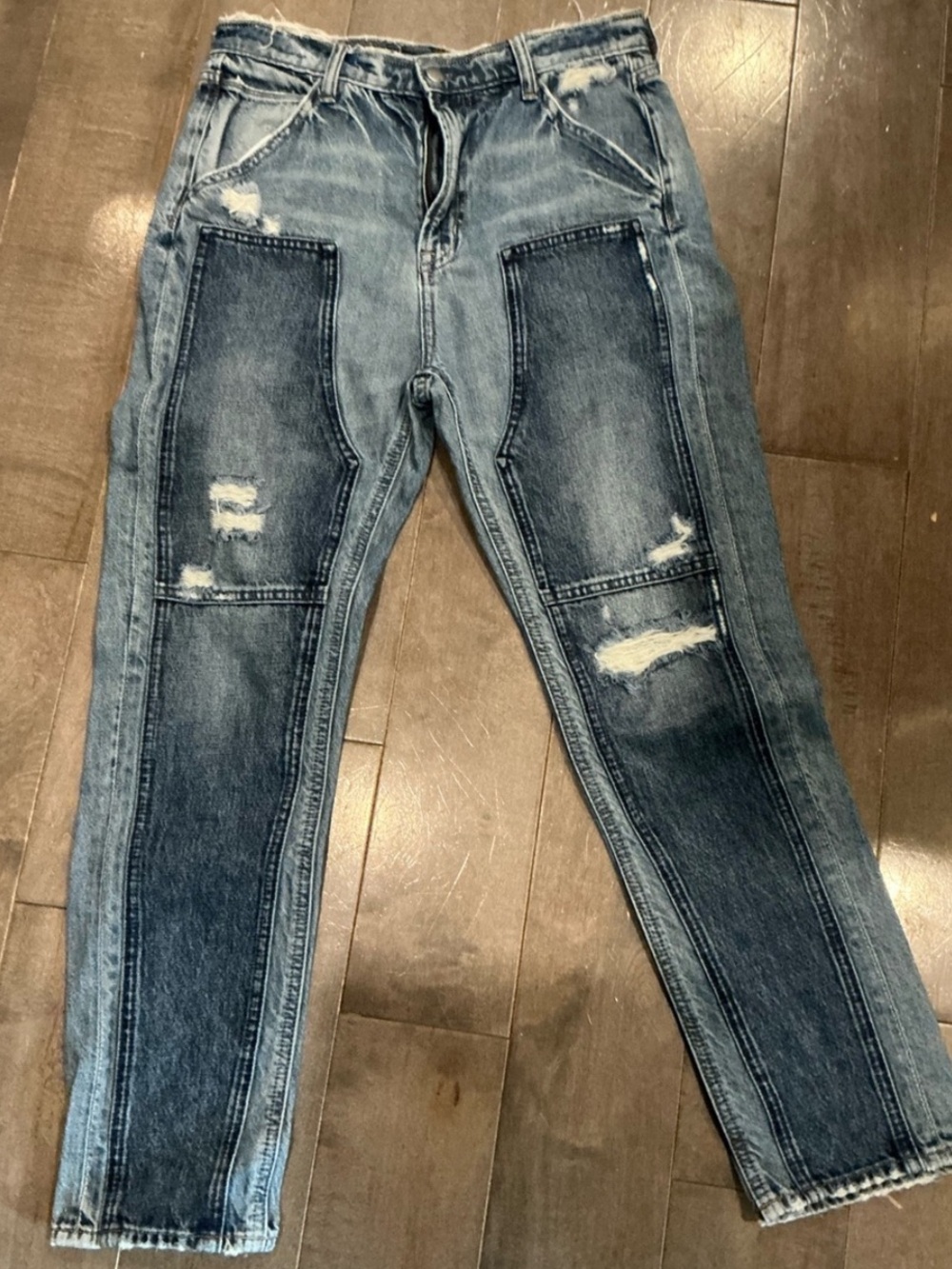 GAP Denim Workforce Utility Carpenter Jeans Distressed Panel Two-Tone Women's 27